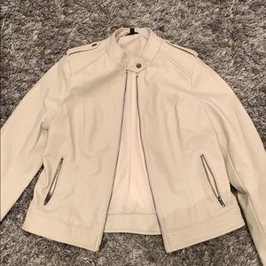 Apt. 9 Cream Leather Moto Jacket